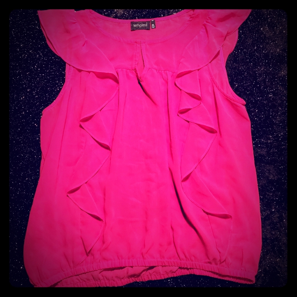 💋Hot Pink Sleeveless Sheer Top
